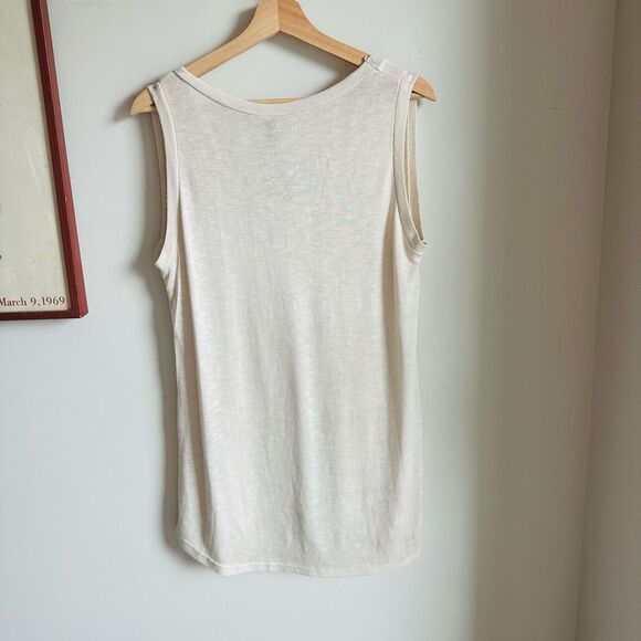 NWT Venti6 Cream Slub Tank Top – Shimmer Trim – Size Large – Made in Italy - Picture 7 of 7